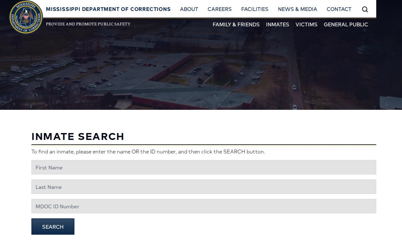 Mississippi Department of Corrections inmate search interface