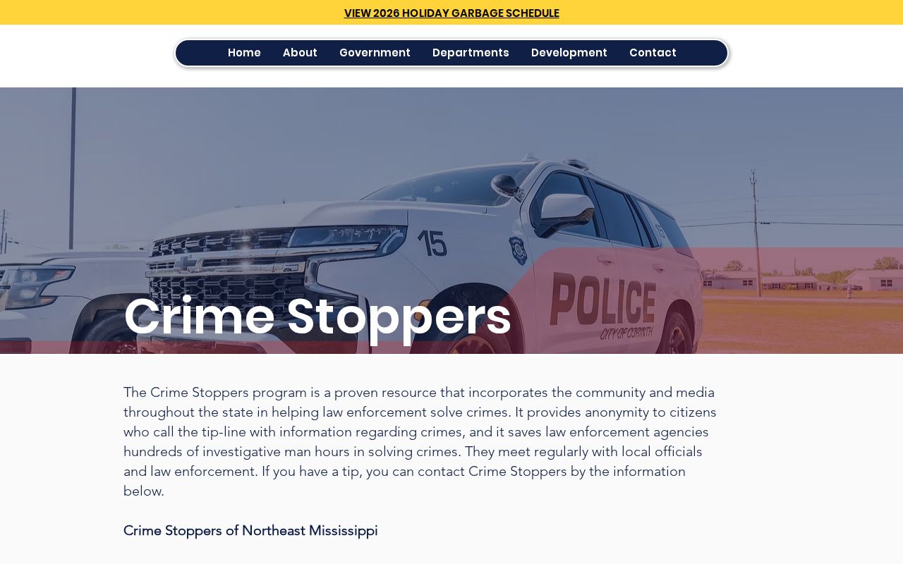 Corinth Crime Stoppers official information page