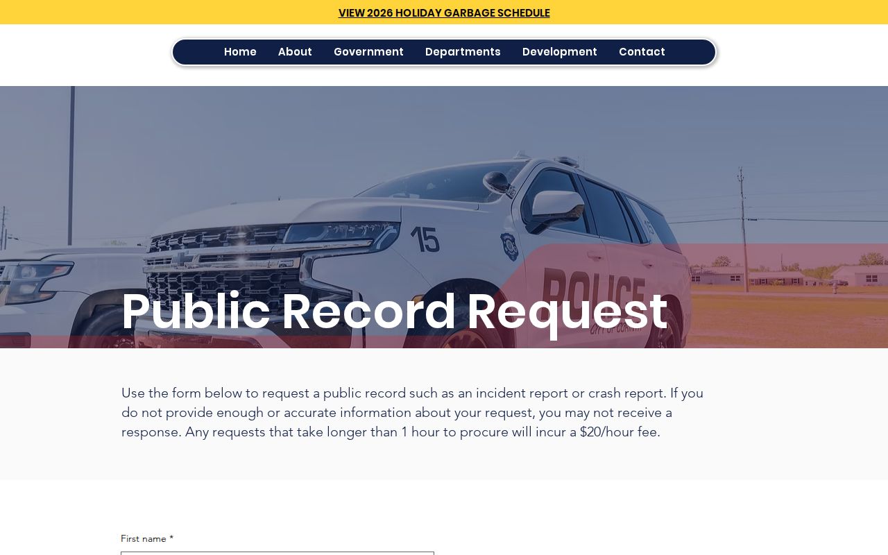 City of Corinth public-records request information